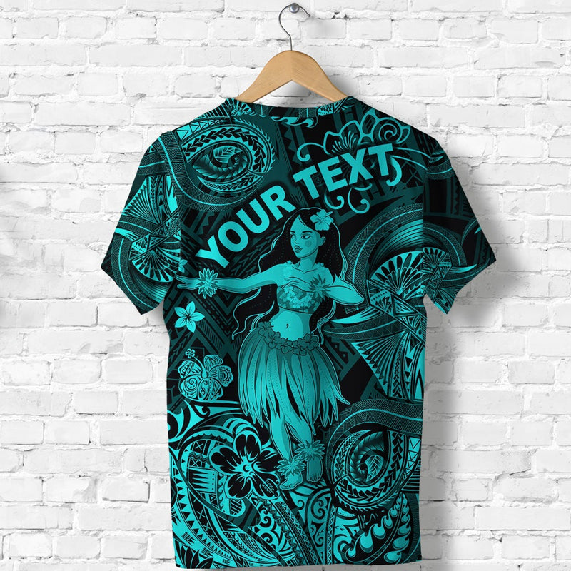 Custom Hawaii Hula Girl Polynesian Unique Style Turquoise T Shirt