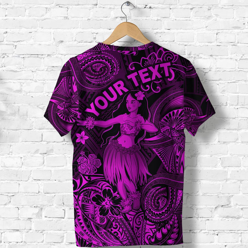 Custom Hawaii Hula Girl Polynesian Unique Style Pink T Shirt