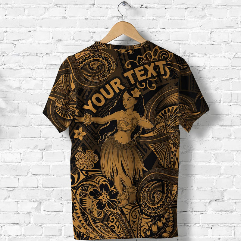 Custom Hawaii Hula Girl Polynesian Unique Style Gold T Shirt