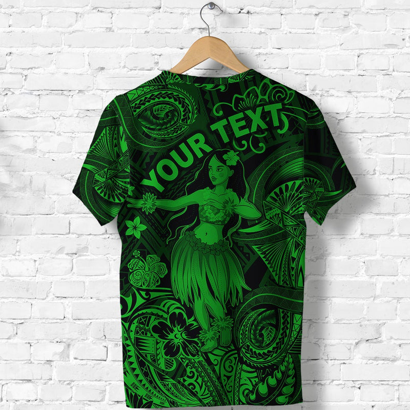 Custom Hawaii Hula Girl Polynesian Unique Style Green T Shirt