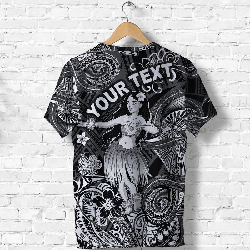 Custom Hawaii Hula Girl Polynesian Unique Style Black T Shirt