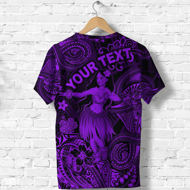 Custom Hawaii Hula Girl Polynesian Unique Style Purple T Shirt
