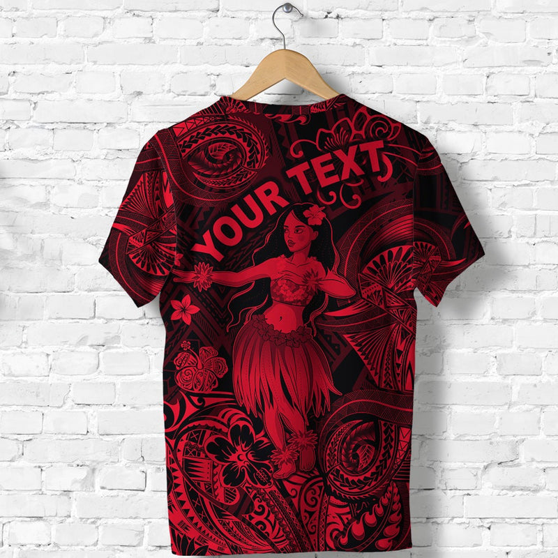 Custom Hawaii Hula Girl Polynesian Unique Style Red T Shirt