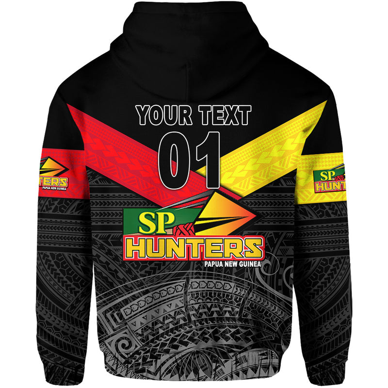 Custom Papua New Guinea SP Hunters Rugby Original Style Black, Custom Text and Number Hoodie
