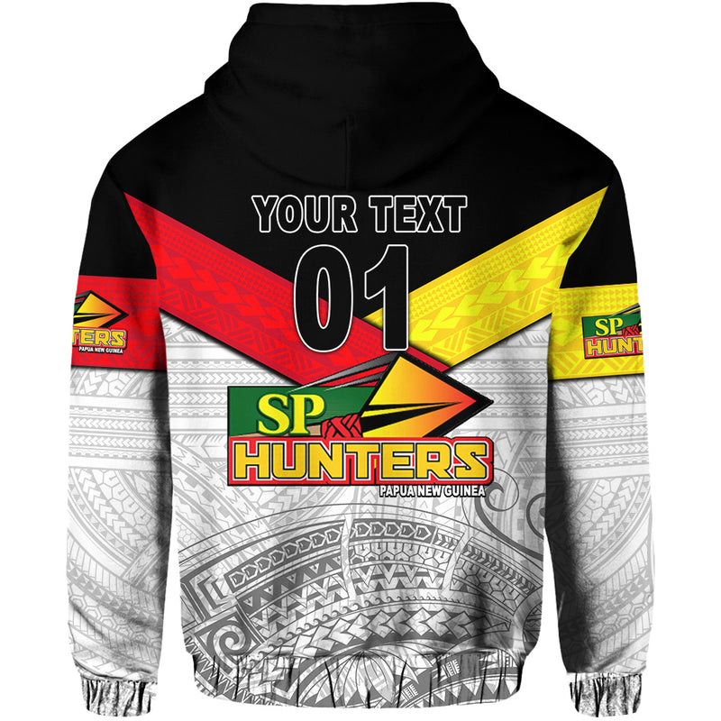 Custom Papua New Guinea SP Hunters Rugby Original Style White, Custom Text and Number Hoodie