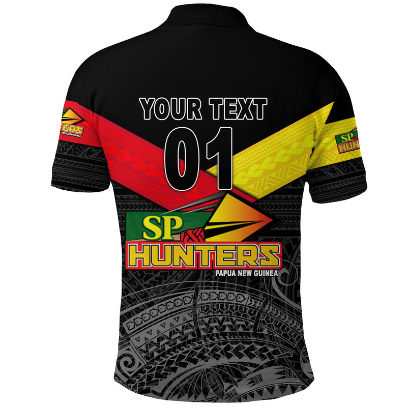 Custom Papua New Guinea SP Hunters Rugby Original Style Black, Custom Text and Number Polo Shirt