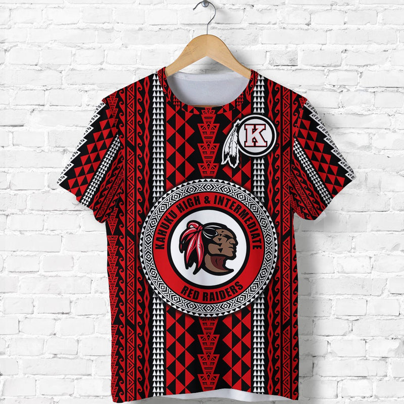 Custom Hawaii Kahuku School Red Raiders Simple Style T Shirt