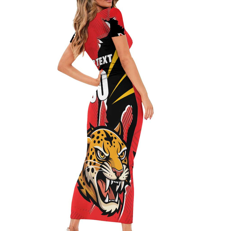 Custom Cricket Guyana Jaguars Go Champion Short Sleeve Bodycon Dress