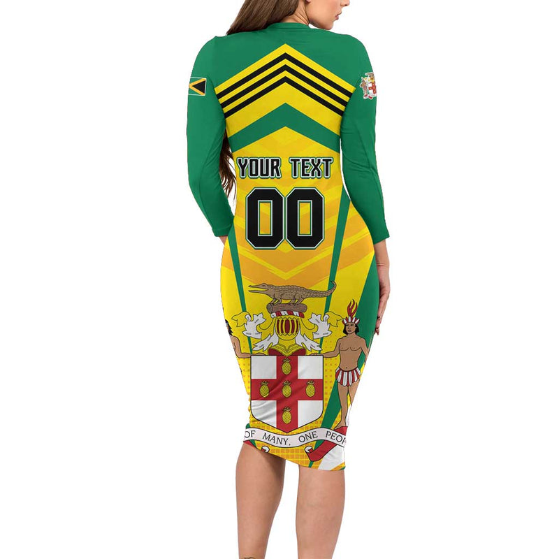 Custom Cricket Jamaica Scorpions We Made Legends Long Sleeve Bodycon Dress