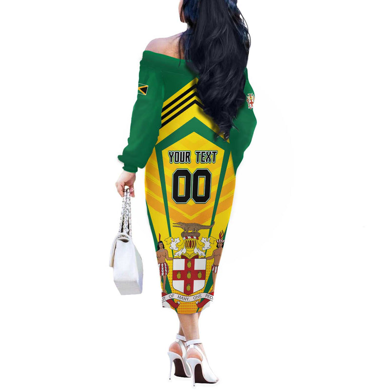 Custom Cricket Jamaica Scorpions We Made Legends Off The Shoulder Long Sleeve Dress