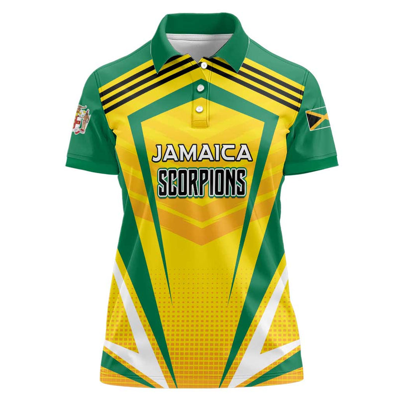 Custom Cricket Jamaica Scorpions We Made Legends Women Polo Shirt