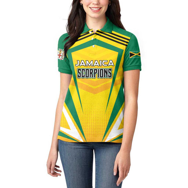 Custom Cricket Jamaica Scorpions We Made Legends Women Polo Shirt