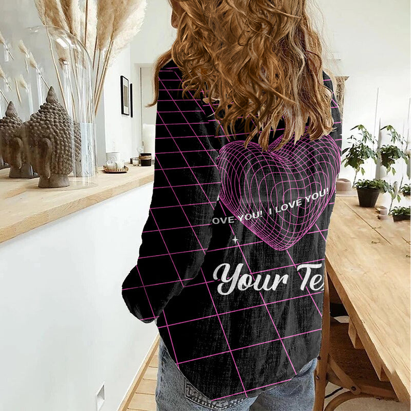 All You Need is Love Valentine Day Geometry Wireframe Style Women Casual Shirt