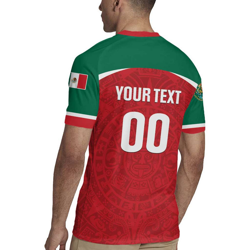 Custom Baseball Mexico Diablos Rojos Red Devils Aztec Pattern Rugby Jersey