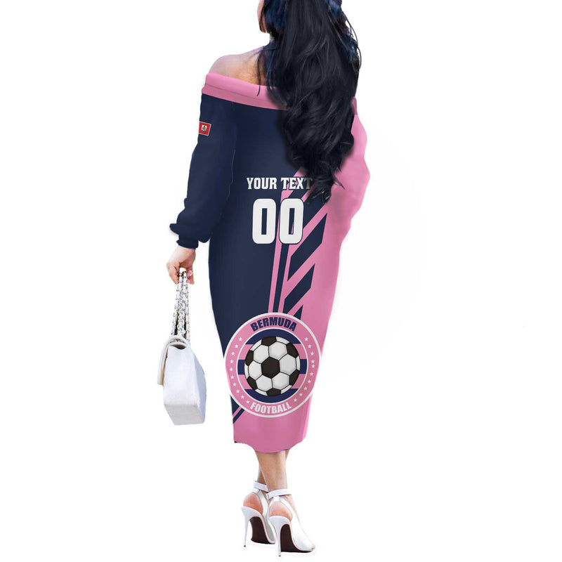 Custom Bermuda Football Come On Gombey Warriors Off The Shoulder Long Sleeve Dress