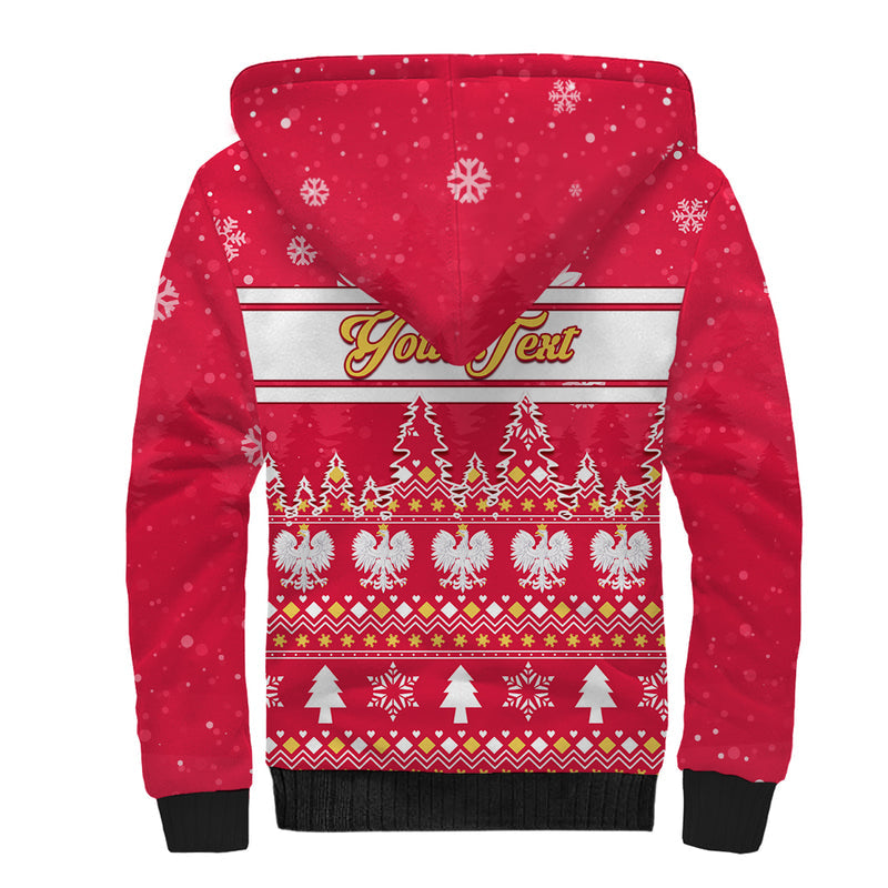 Custom Poland Christmas Wesolych Swiat Polish Eagle Sherpa Hoodie