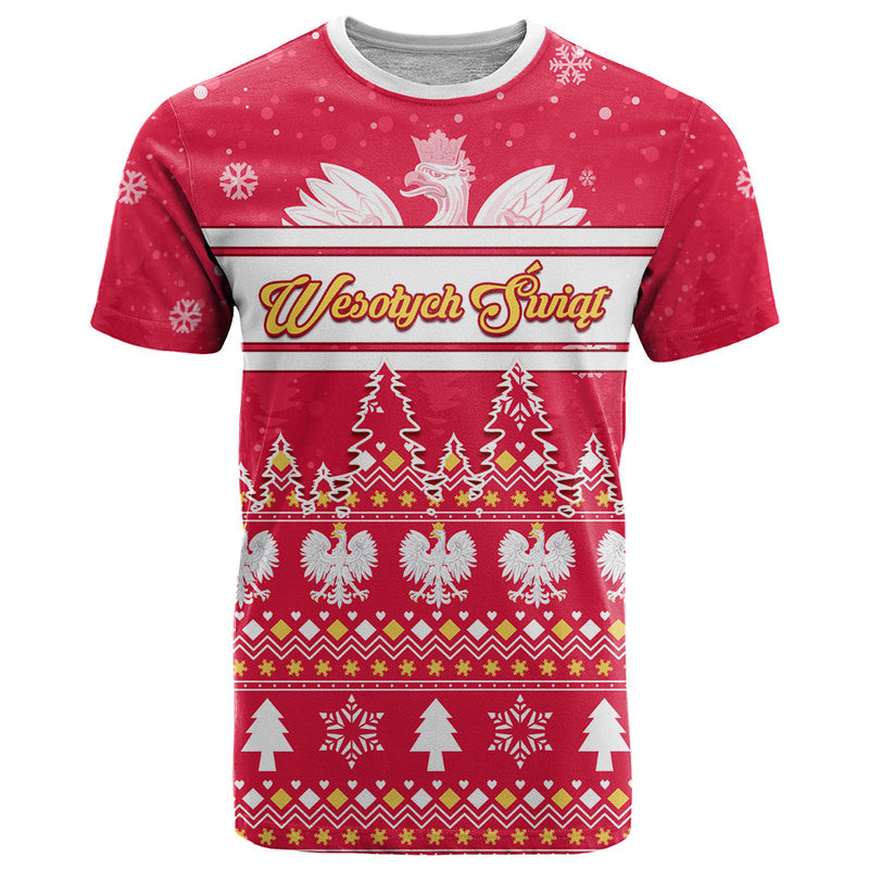 Custom Poland Christmas Wesolych Swiat Polish Eagle T Shirt