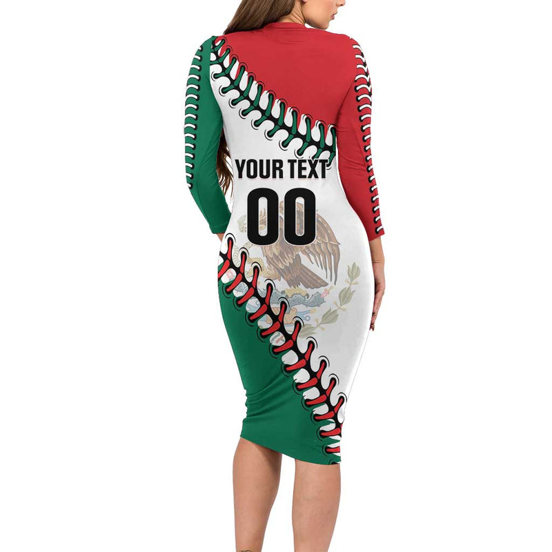 Custom Baseball Mexico Come On Mexican Team Long Sleeve Bodycon Dress