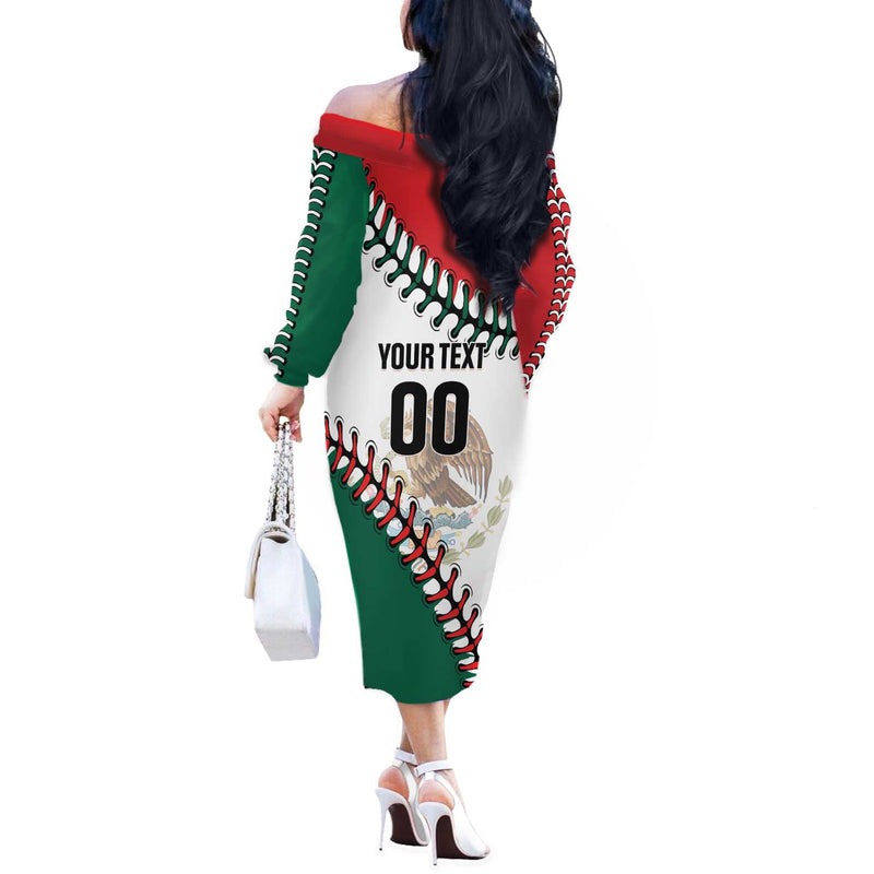 Custom Baseball Mexico Come On Mexican Team Off The Shoulder Long Sleeve Dress