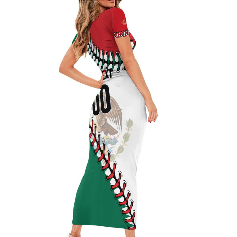 Custom Baseball Mexico Come On Mexican Team Short Sleeve Bodycon Dress