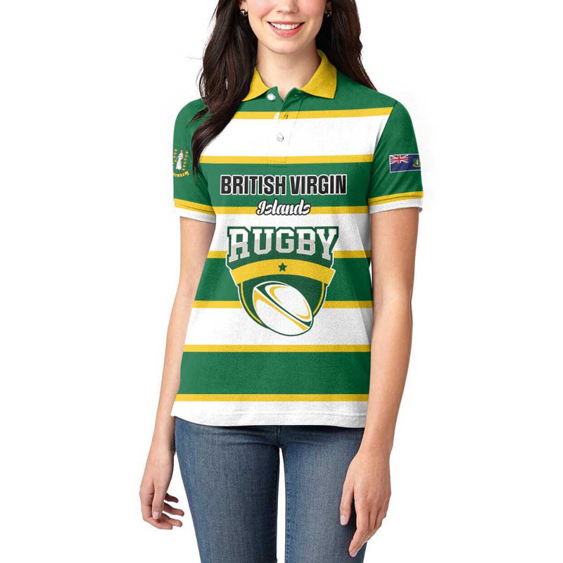 Custom British Virgin Islands Rugby Team BVI Go Champions Women Polo Shirt