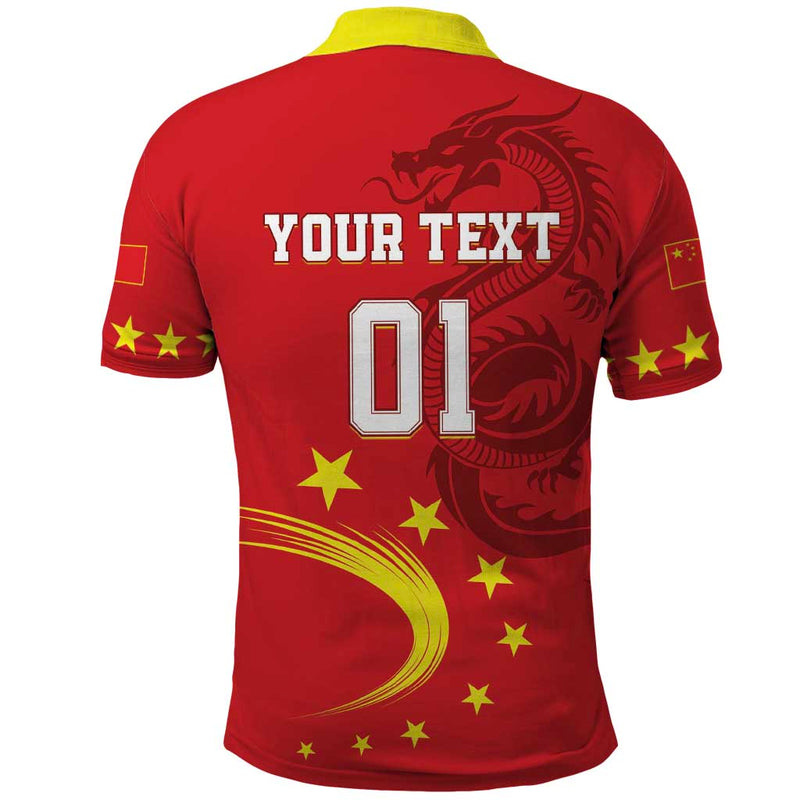 Custom China 2024 Chinese Dragon Yellow Star Polo Shirt