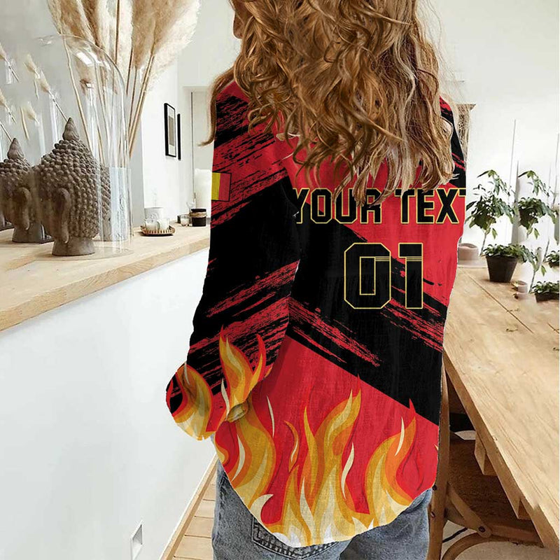 Custom Belgium 2024 Football Go De Rode Duivels Women Casual Shirt