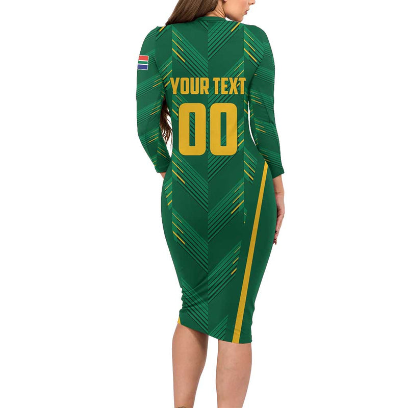 Custom South Africa Cricket Sa Protea Woza Nawe Long Sleeve Bodycon Dress
