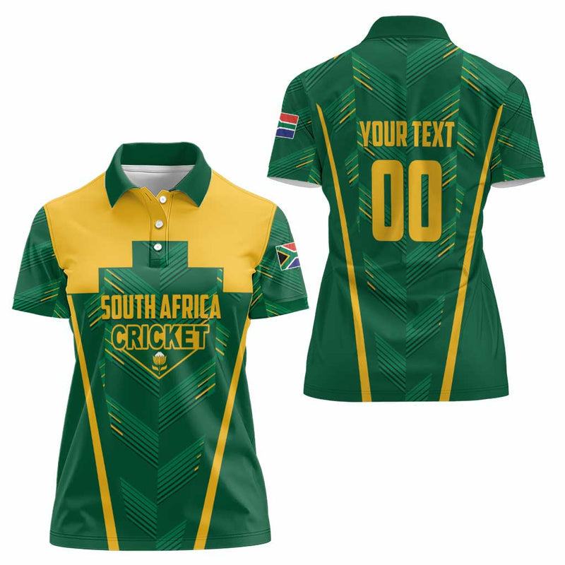 Custom South Africa Cricket SA Protea Woza Nawe Women Polo Shirt
