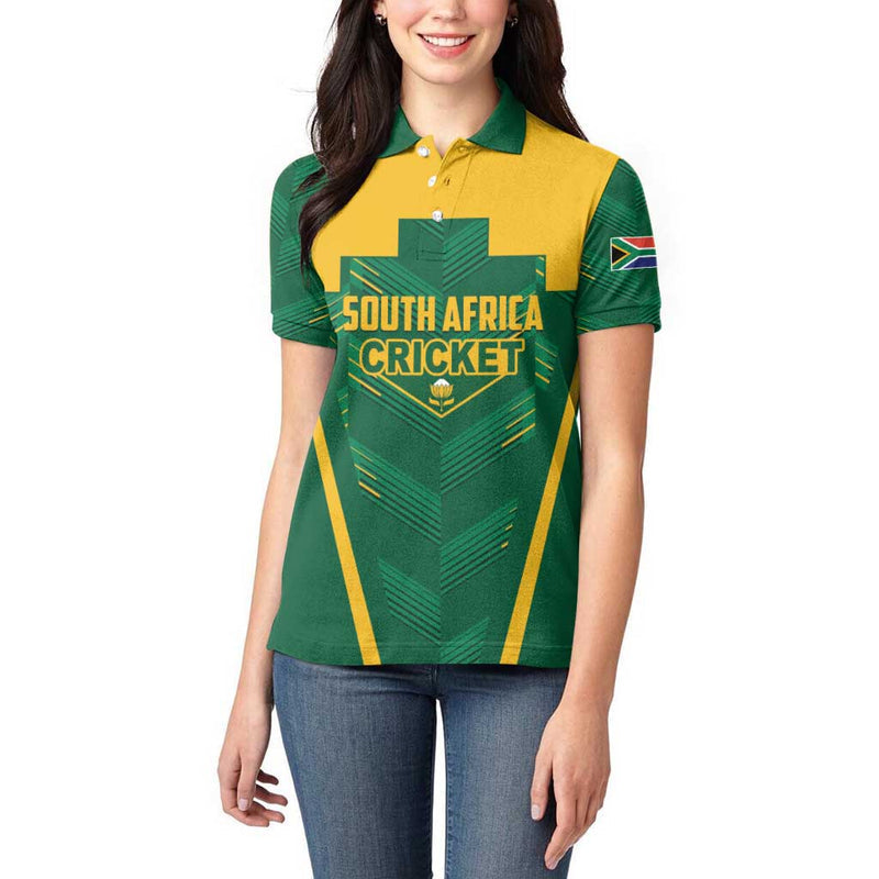 Custom South Africa Cricket SA Protea Woza Nawe Women Polo Shirt
