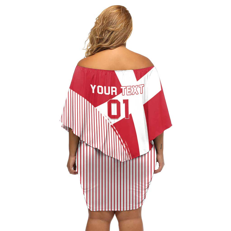 Custom Danmark 2024 Football We Are Red We Are White We Are Danish Dynamite Off Shoulder Short Dress