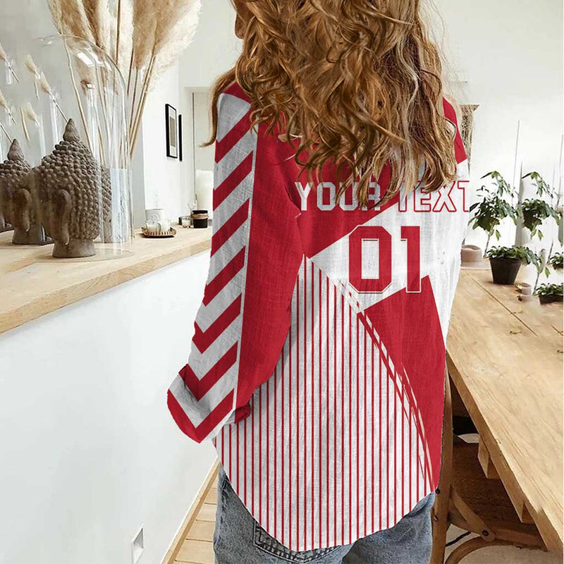 Custom Danmark 2024 Football We are Red We are White We are Danish Dynamite Women Casual Shirt