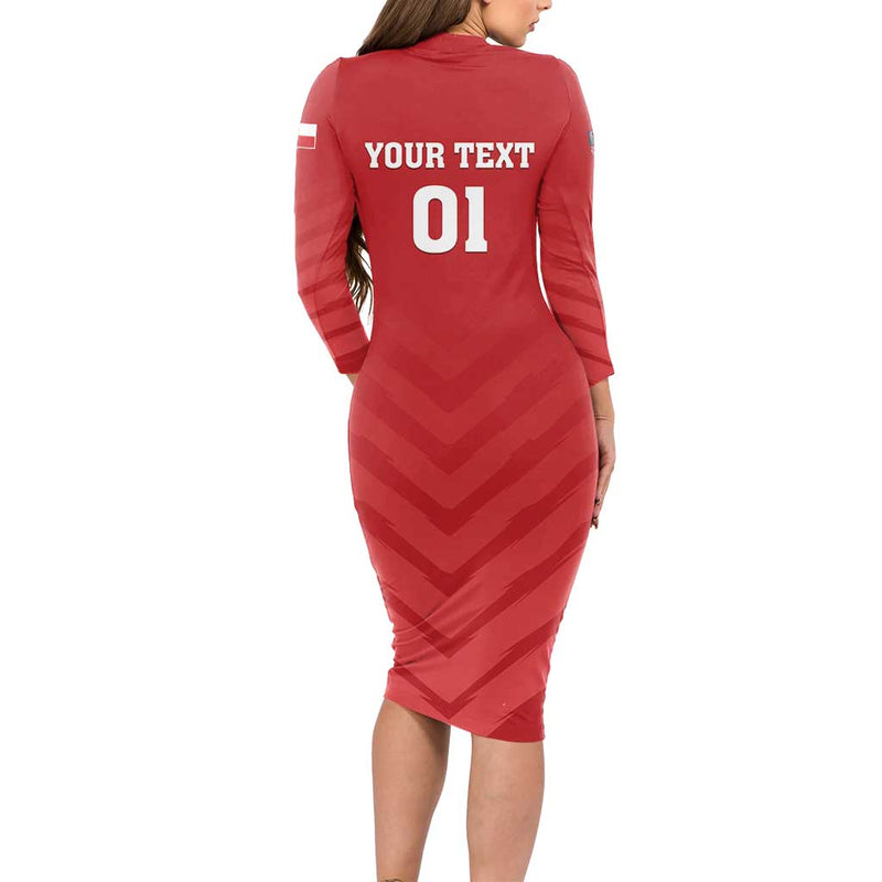 Custom Czech Republic 2024 Football Jeden Tym Jeden Cil Czechia Long Sleeve Bodycon Dress