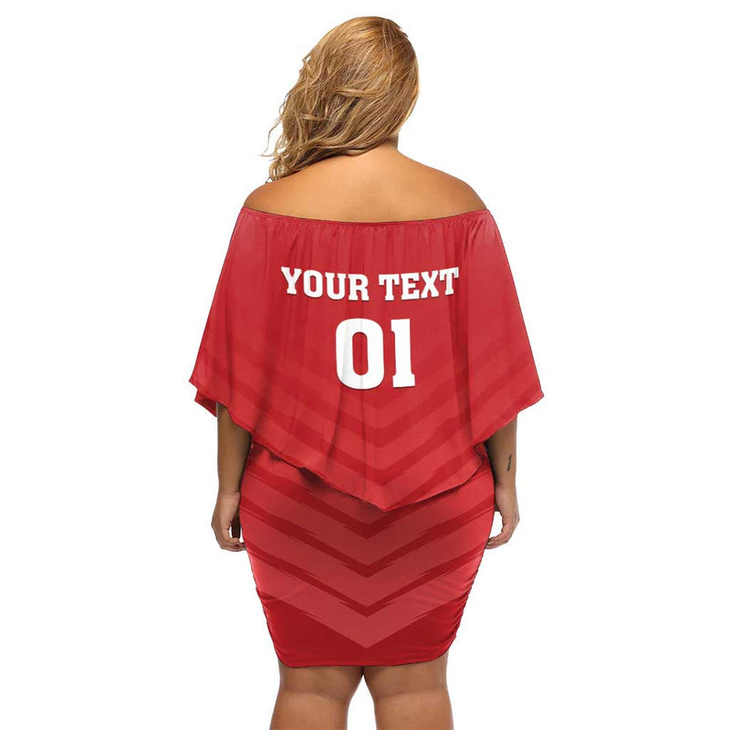 Custom Czech Republic 2024 Football Jeden Tym Jeden Cil Czechia Off Shoulder Short Dress