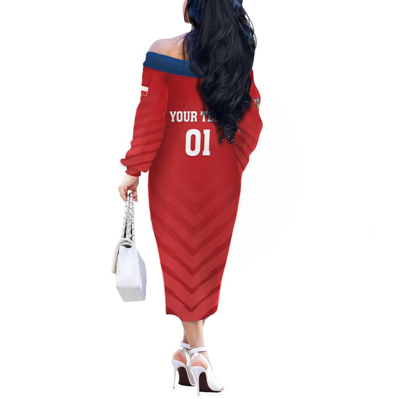 Custom Czech Republic 2024 Football Jeden Tym Jeden Cil Czechia Off The Shoulder Long Sleeve Dress