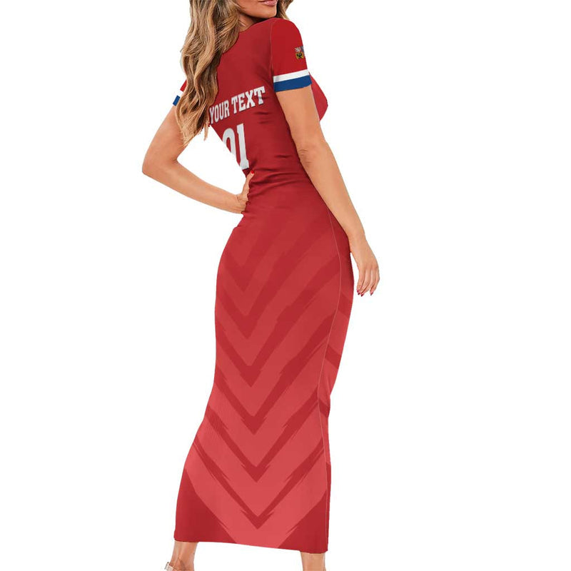 Custom Czech Republic 2024 Football Jeden Tym Jeden Cil Czechia Short Sleeve Bodycon Dress