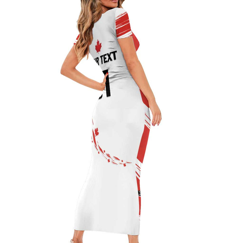 Custom Canada Hockey Canada Owns Hockey Short Sleeve Bodycon Dress