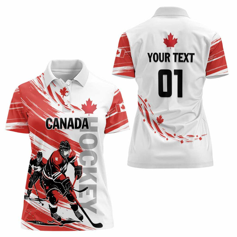 Custom Canada Hockey Canada Owns Hockey Women Polo Shirt