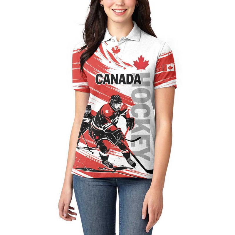 Custom Canada Hockey Canada Owns Hockey Women Polo Shirt