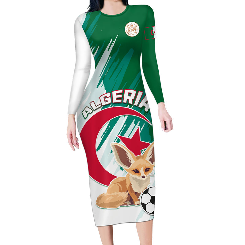 Algeria Football Go Les Fennecs Long Sleeve Bodycon Dress