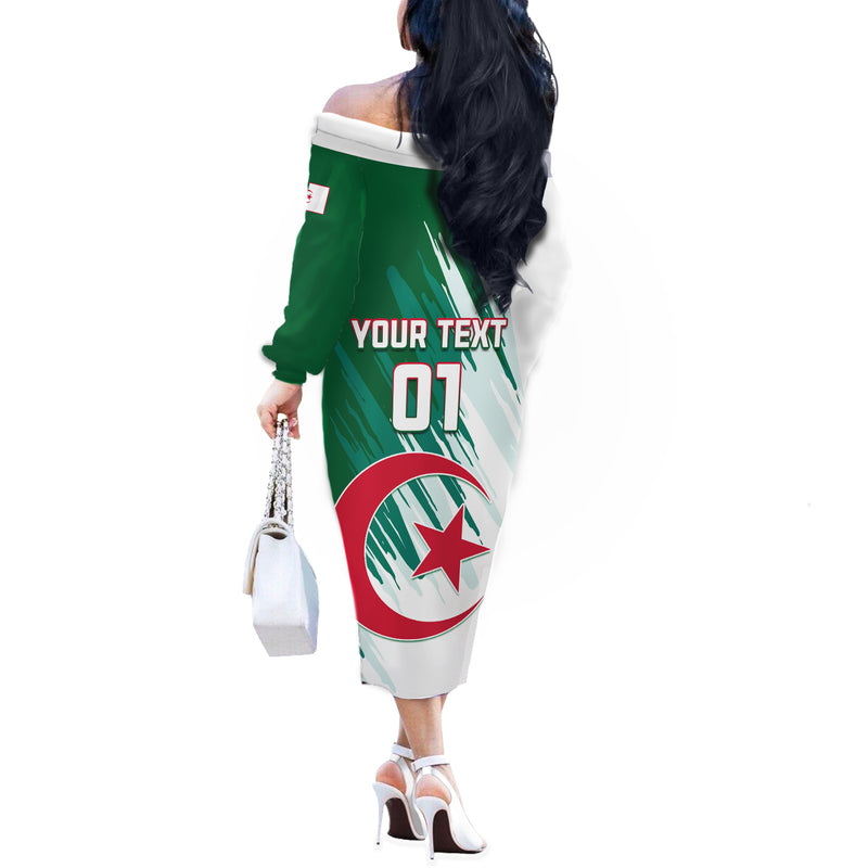 Algeria Football Go Les Fennecs Off The Shoulder Long Sleeve Dress