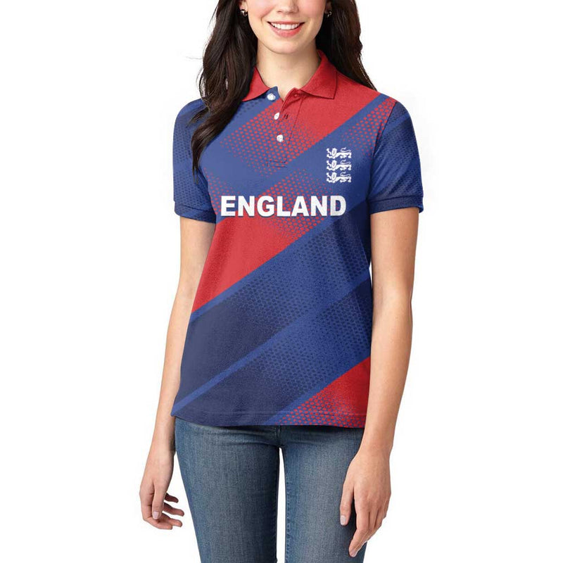Custom England Cricket Come On Three Lions Women Polo Shirt