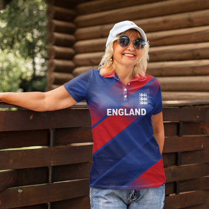 Custom England Cricket Come On Three Lions Women Polo Shirt