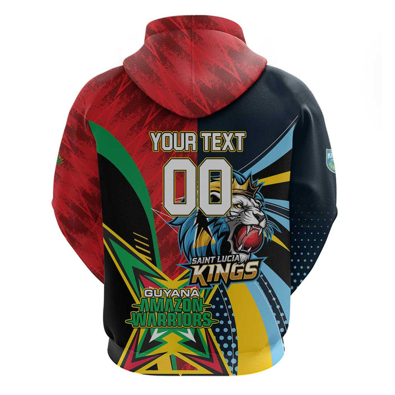 Custom Cricket Match 2025 Hoodie Amazon Warriors Guyana Vs Kings St Lucia
