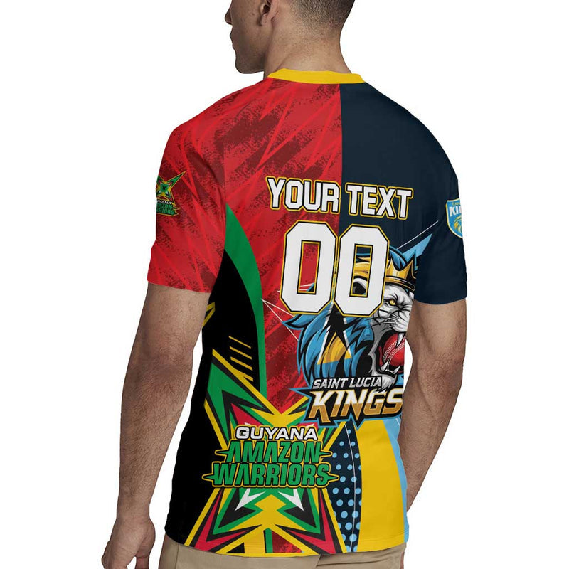 Custom Cricket Match 2025 Amazon Warriors Guyana Vs Kings St Lucia Rugby Jersey
