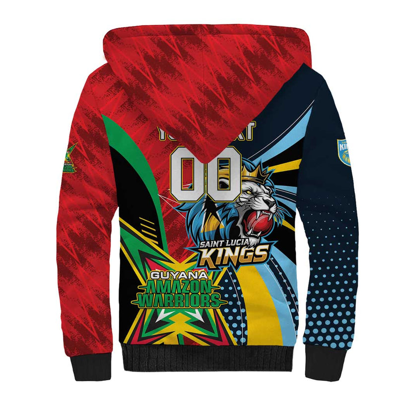 Custom Cricket Match 2025 Sherpa Hoodie Amazon Warriors Guyana Vs Kings St Lucia