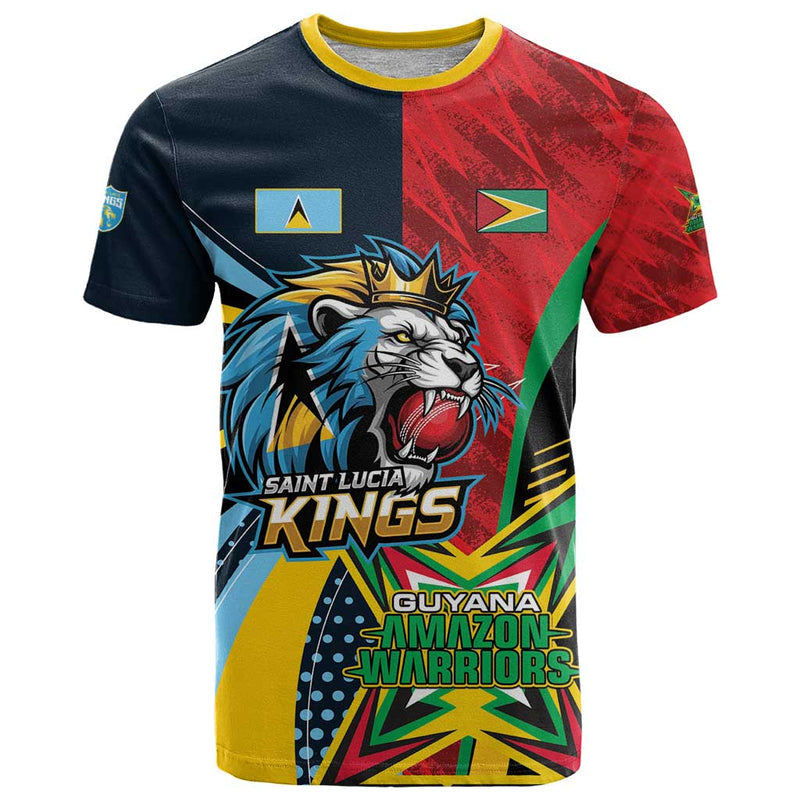 Custom Cricket Match 2025 T Shirt Amazon Warriors Guyana Vs Kings St Lucia