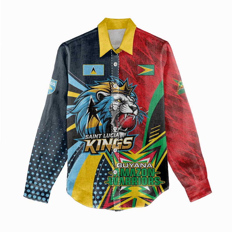 Custom Cricket Match 2025 Women Casual Shirt Amazon Warriors Guyana Vs Kings St Lucia