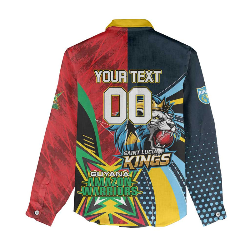 Custom Cricket Match 2025 Women Casual Shirt Amazon Warriors Guyana Vs Kings St Lucia