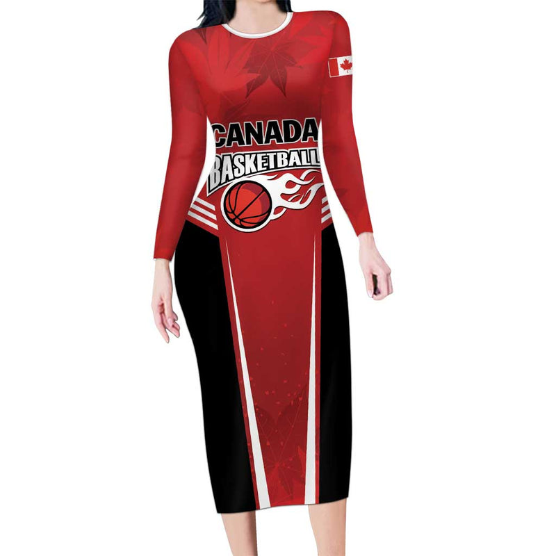 Custom Canada Basketball Dream Because I Can Long Sleeve Bodycon Dress